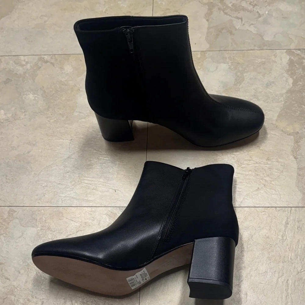 Clarks NEW 9.5 Chantelle Stone Womens Black Leather Ankle & Booties Boots shoes - Picture 7 of 12